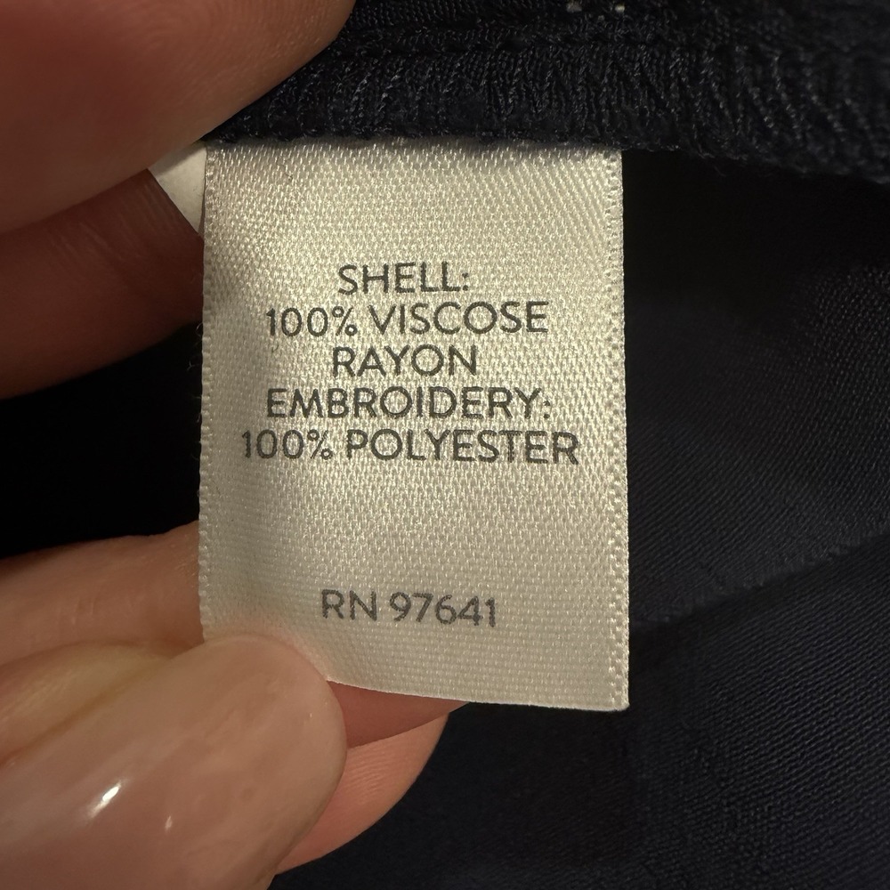 J Jill Size-M Blouse Embroidered Floral Navy Long Sleeve Boho Peasant - Picture 8 of 14